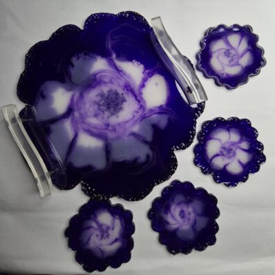 purple flower tray