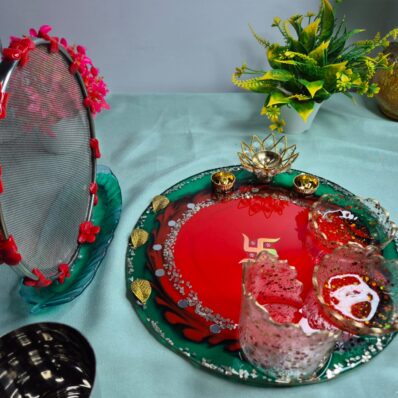 karwachauth thali redgreen 4