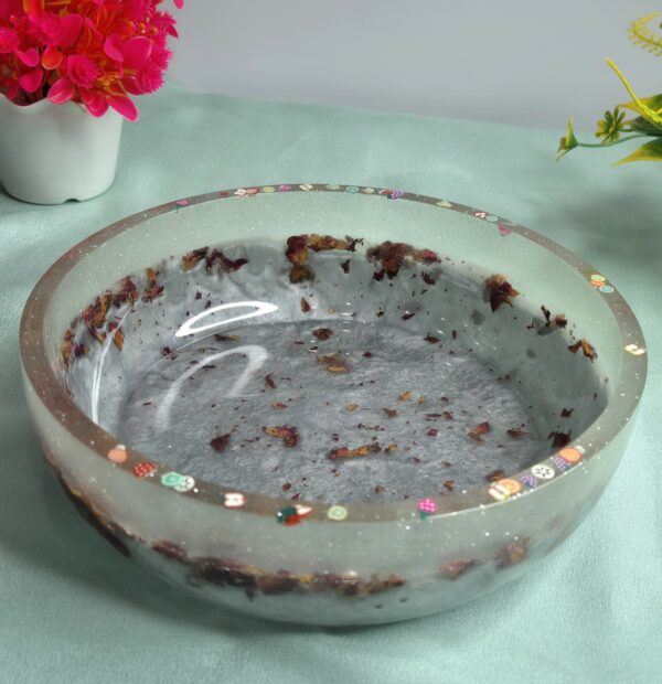 metallic grey with rose petals snack bowl