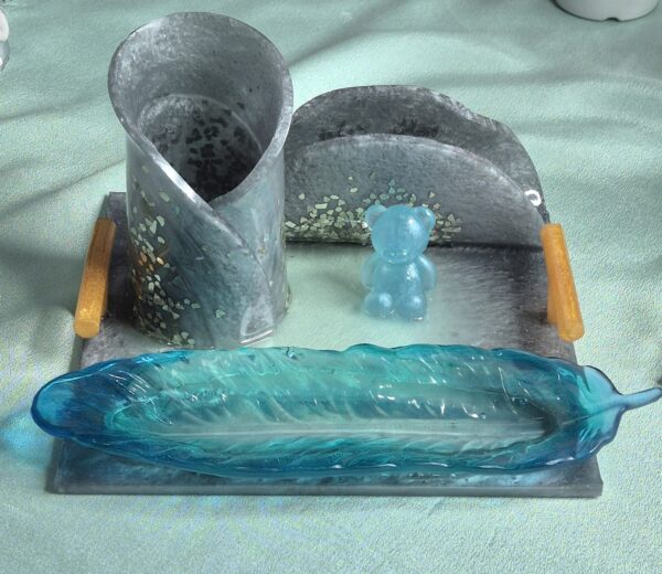 spoon holder tray set grey