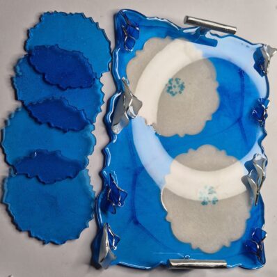 resin designer tray set blue