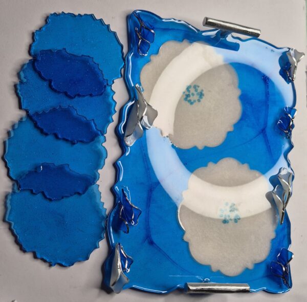 resin designer tray set blue